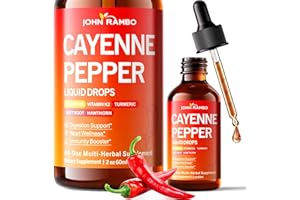 JOHN RAMBO Cayenne Pepper Liquid Drops, Organic Cayenne Pepper Extract with Hawthorn Berry, Beetroot, Turmeric, Vitamin K2 & D3 Supplement for Immune Support, Circulation & Overall Wellness, Gluten Free, 2 Fl Oz
