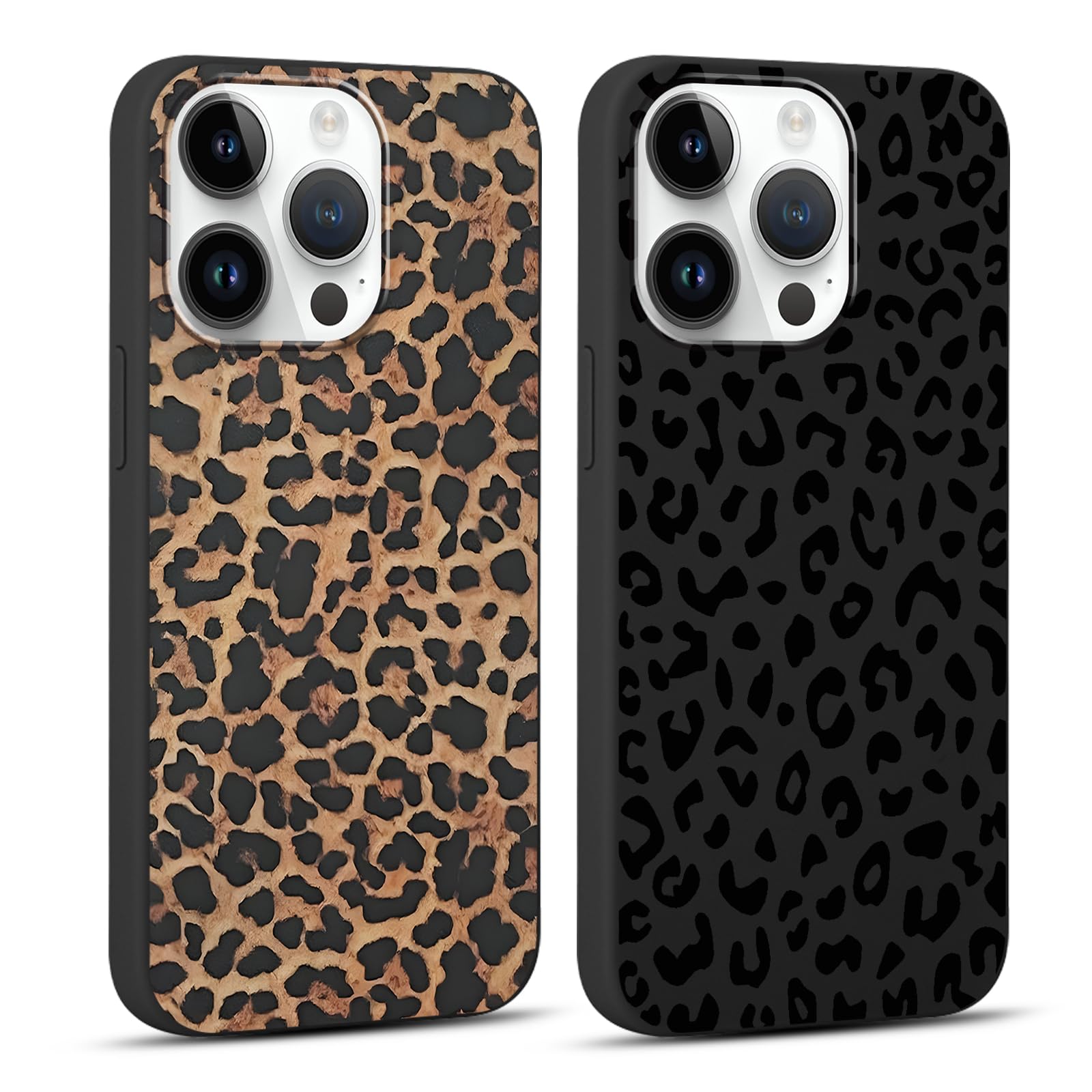 Photo 1 of 2 Pack for iPhone 14 Pro 6,1'' Cheetah Print Cases, Cute Luxury Leopard Print Pattern Design Cases for Women Men Girls, Fashion Retro Shockproof Anti Scratch Protection Silicone Soft TPU Cover