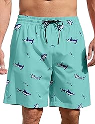 Lzzidou Men's Swim Trunks 8 Inch Inseam Mesh Lining