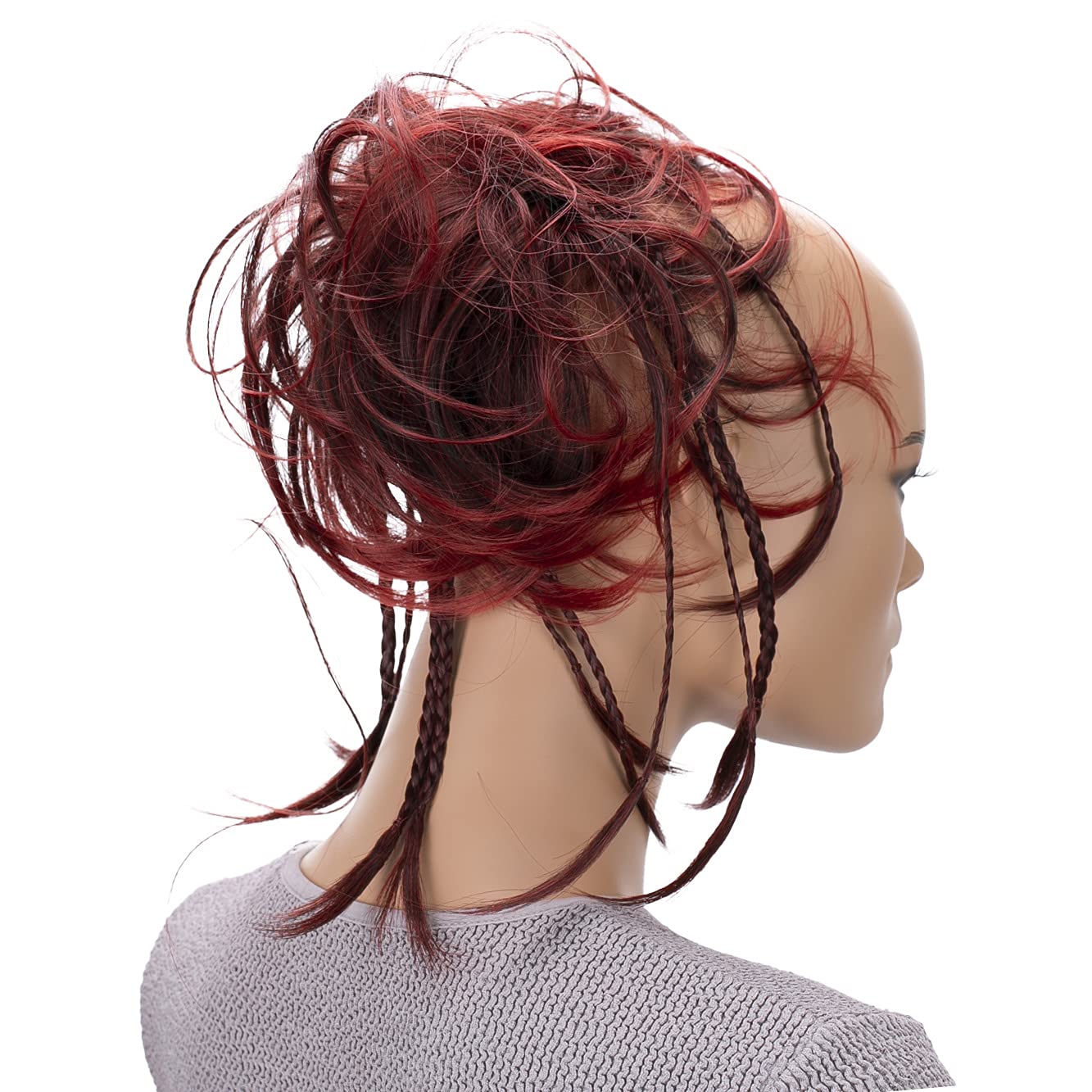 CAISHA XXL Scrunchie Messy Bun Hairpiece Braided Updo Slightly Wavy Voluminous Red Mix G9D