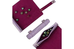 Cusdie 2 in 1 Dice Rolling Mat & Zippered Dice Holder DIce Tray- Compatible with DND Polyhedral Dice (Light Purple)