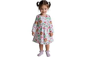 YUEJO Kids Girls Dress Long Sleeve Cartoon Casual Dress Winter Monster Party Green Dress