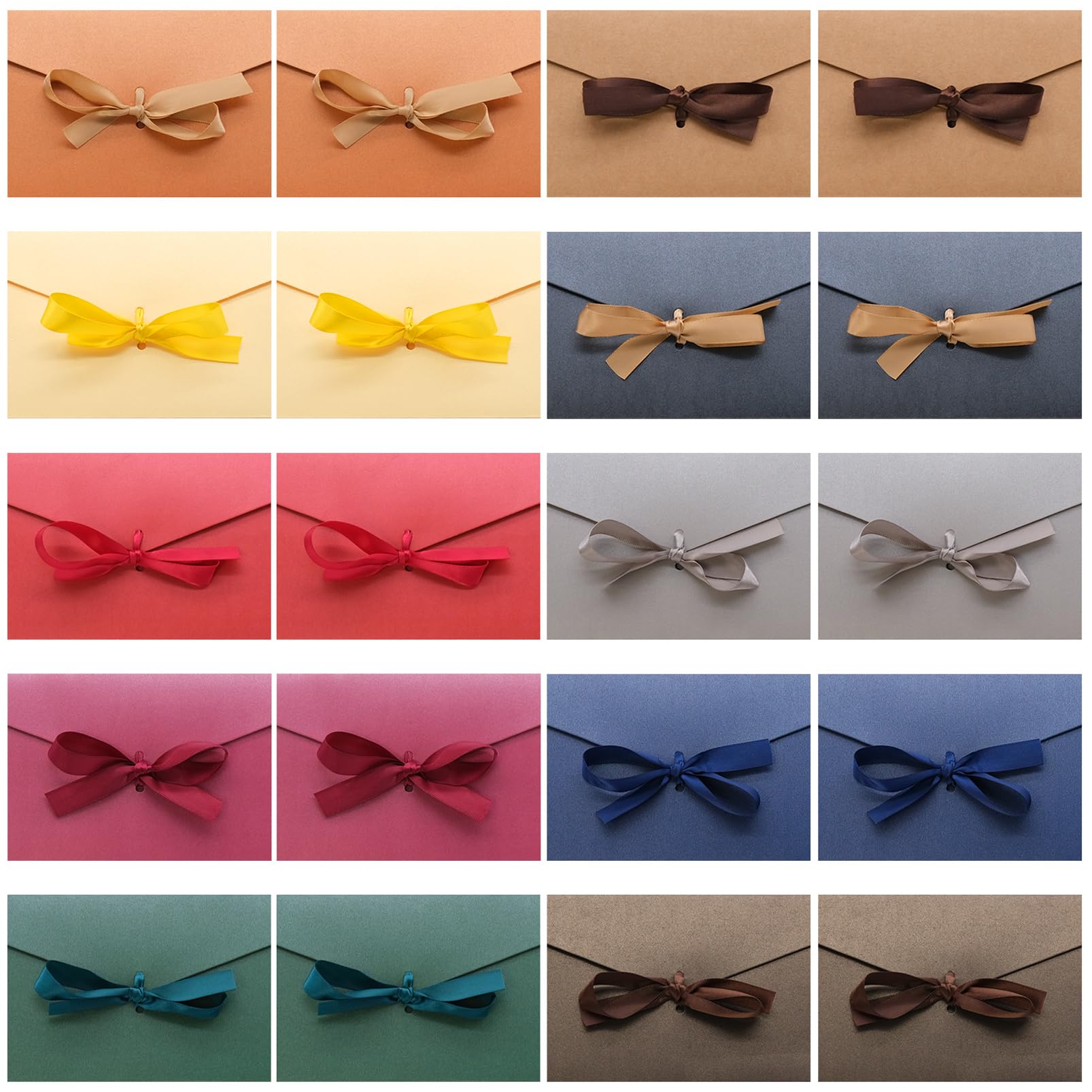20pcs Colourful Envelopes, Vintage Kraft Paper Envelopes with Colored Ribbons for Handmade Invitations, Wedding or Festival Cards (10 Colour)