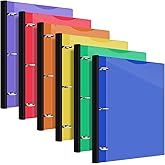 Henoyso 6 Pcs 1.5 Inch Telescoping 3 Ring Binder with Expandable Telescoping Spine 300 Sheets Capacity with Clear Front Cover 3 Ring Flexible Plastic Notebook Binder for School, Office(Multicolor)