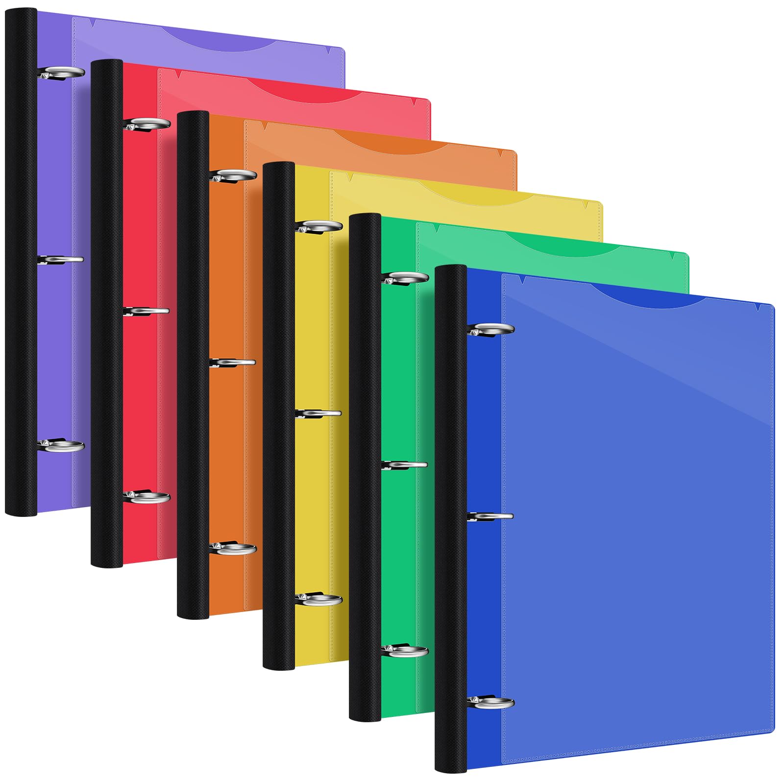 Photo 1 of Henoyso 6 Pcs 0.75 Inch Telescoping 3 Ring Binder with Expandable Telescoping Spine 175 Sheets Capacity with Clear Front Cover 3 Rings Flexible Plastic Notebook Binder for School, Office(Multicolor)