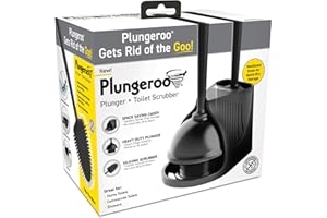 Plungeroo Sink Plunger, Powerful Mini Plunger with Short Handle, Easy-to-Use Unclogging Tool for Bathroom Drains, Shower, Bath, and Sink (6.1 x 4.2 x 2.9 Inch) (Black)