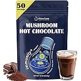 50 Servings Mushroom Hot Chocolate | 10 Mushrooms and Elderberry, Aloe Vera, Echinacea & Quercetin | Support Immunity, Gut & Stress Health | Cocoa Powder, No Melatonin | Vegan & Keto, Gluten-Free