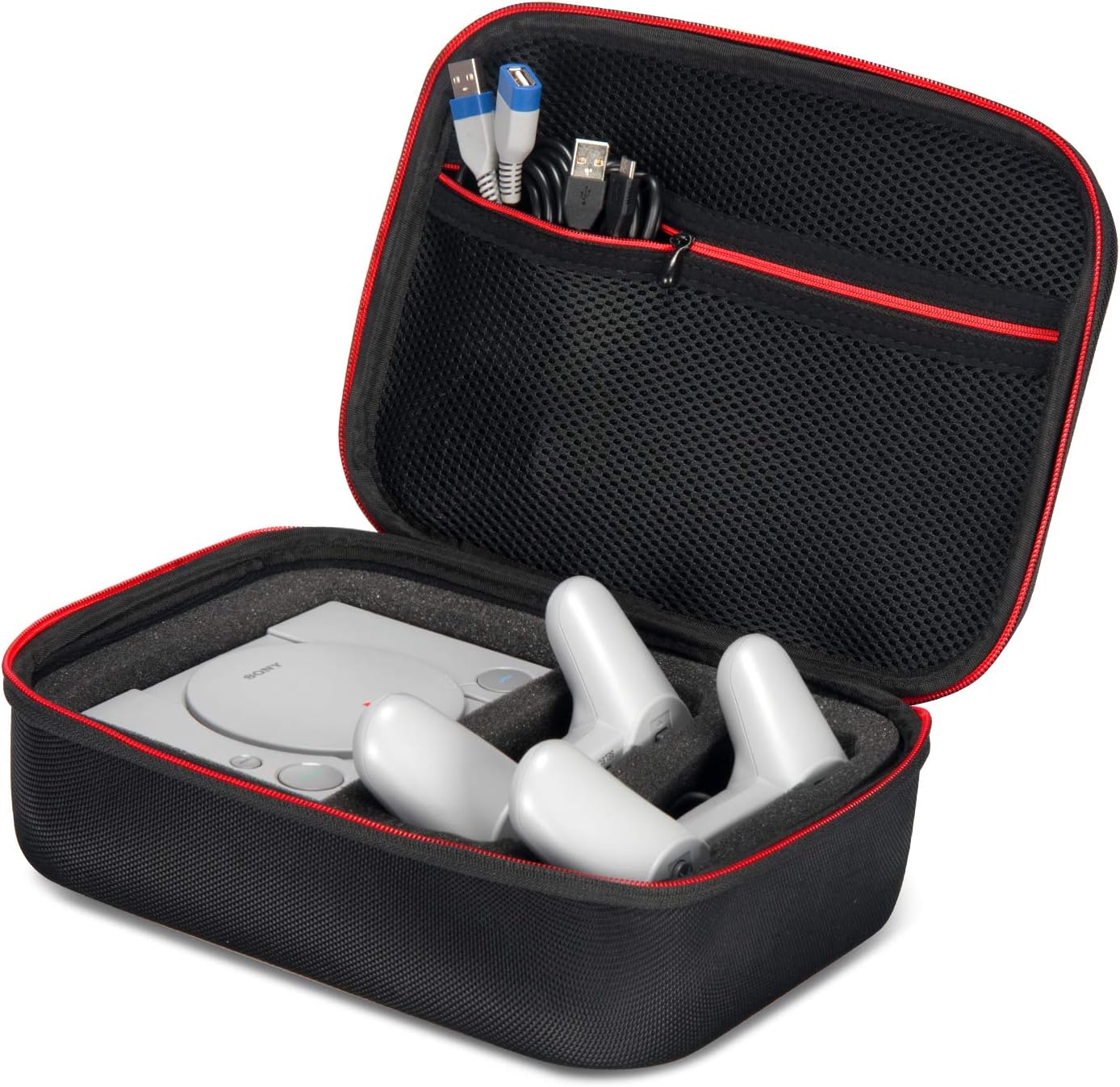 Younik Case for Playstation Classic Console Hard Travel Carrying Case for PS Mini Console (2018), Two Controllers and Other
