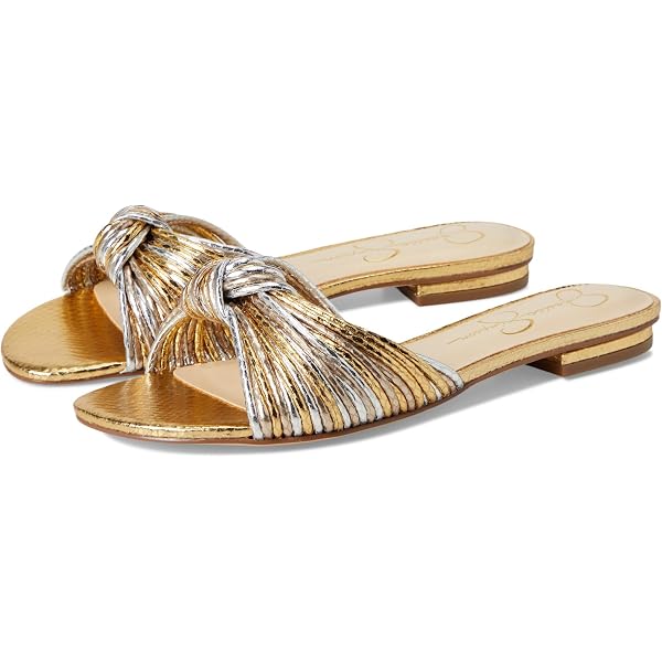 Jessica Simpson Women's Cabrie Flat Sandal - Clear Criss Cross Slide In Hot Pink Trim