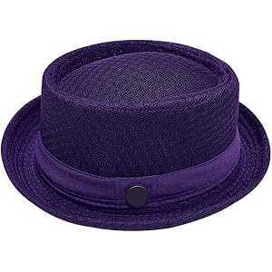 Summer Mesh Pork Pie Hat for Men Women Retro Straw Breathable Beach Sun Hat Lightweight Travel UPF 50+ Bowler Hat