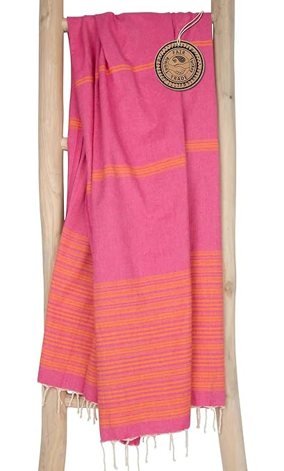 Fouta De Plage Xl Biarritz 100x190 Cm Rose Orange Drap De Hammam Serviette De Plage Femme 100 Coton Très Souple Foutas Design Unique De