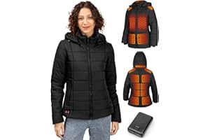 BITLYLE Heated Jacket for Women with Battery Pack 7.4V/16000mAh, Winter Heating Coat with Detachable Hood