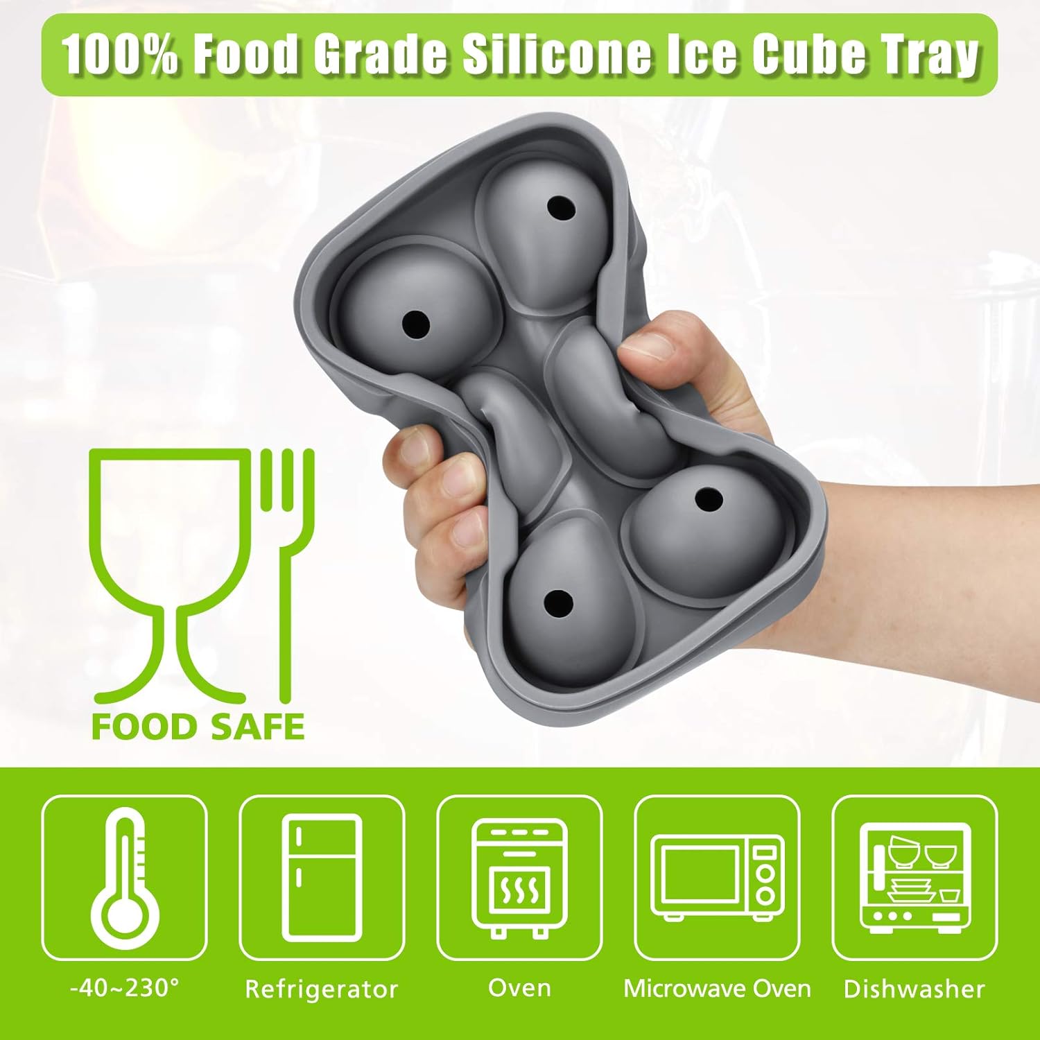 Ice Cube Tray, AiBast Ice Trays for Freezer With Lid, 3 Pack Silicone Large Round Ice Cube Tray, Sphere Square Honeycomb Ice Trays for Whiskey With Covers&Funnel, Reusable Whiskey Ice Ball Mold Grey: Kitchen & Dining