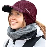 TOP-EX M/L/XL Unisex Water-Repellent Baseball Cap with Ear Flap Ponytail Hole Reflective Winter Hat Fleece Lining Hat