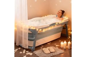 SAMFANSAR Portable Bathtub for Adult - Large 56 Inch Foldable Collapsible Tub,Effortless Folding Bathtub,Bath tub for Shower,Portable Bath Tub,Relaxing Soaking Bath,Hot Bath &Ice Bath Accommodate 2 People(Blue)