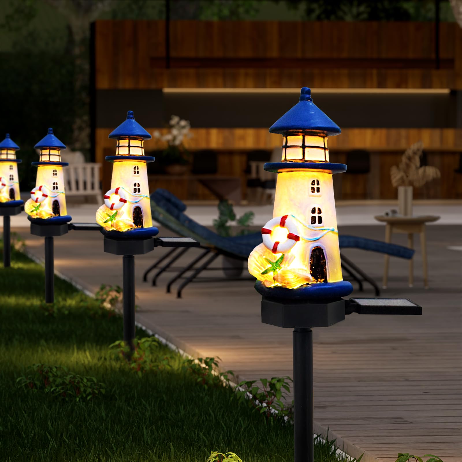 Photo 1 of ***ONLY 1 INCLUDED***LAIAMER Lighthouse Solar Lights Outdoor, Lighthouse Decor Lighthouses Gifts Nautical Decor for Home, Waterproof Decorative Solar Powered Garden Stake Light for Outside Lawn Christmas Patio Yard (Blue)***ONLY 1 INCLUDED***