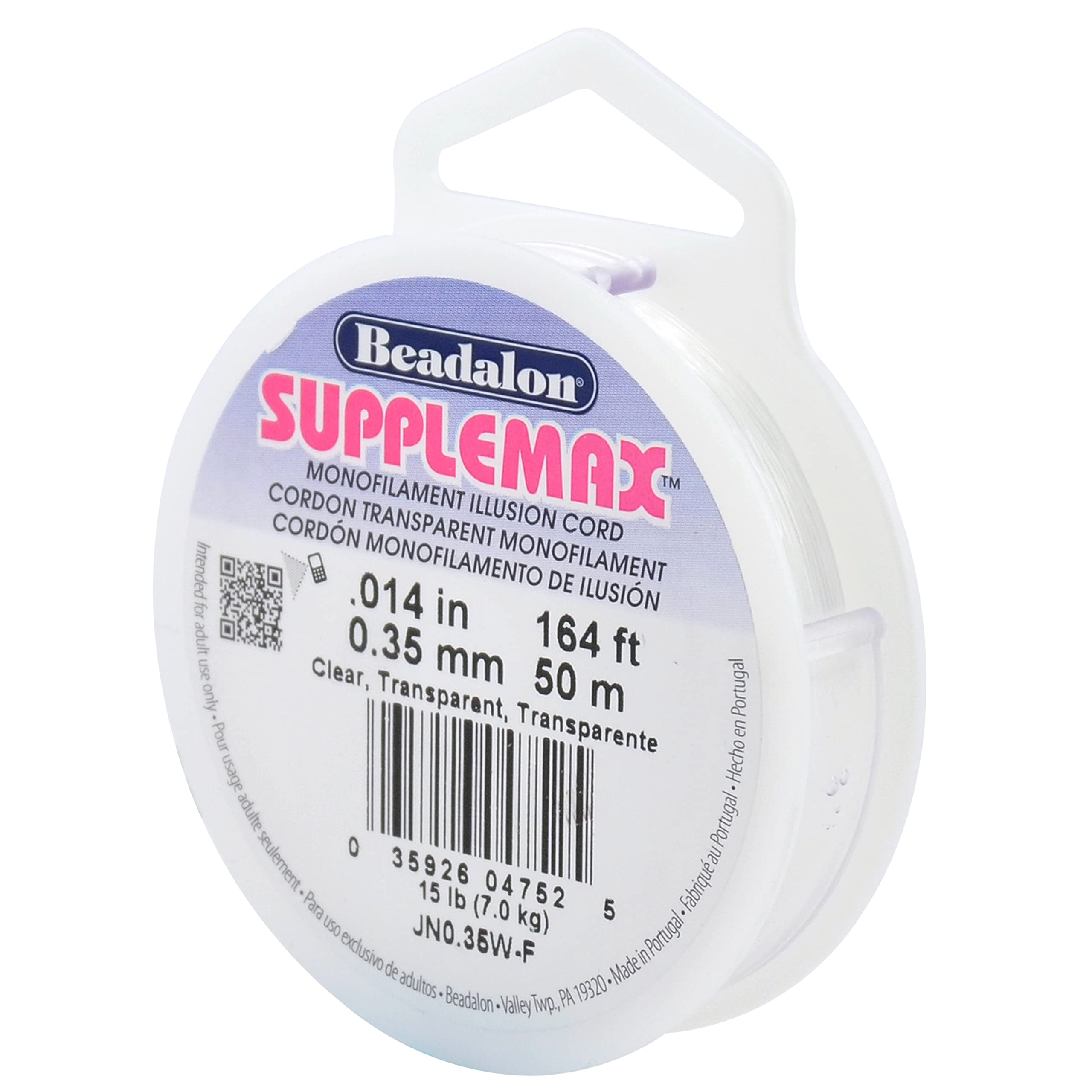 Beadalon SuppleMax Illusion Beading Cord, 0.35 mm / 0.014 in, Clear Monofilament, 50 m / 164 ft — image 1