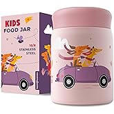 Bentoheaven Kids Food Jar (10oz) - Vacuum Insulated Food Container - Premium Double Wall Stainless Steel - Easy to Open - Keeps Soup & Food Hot/Cold - Lunch Box Thermos for Hot Food Kids (Coral Pink)