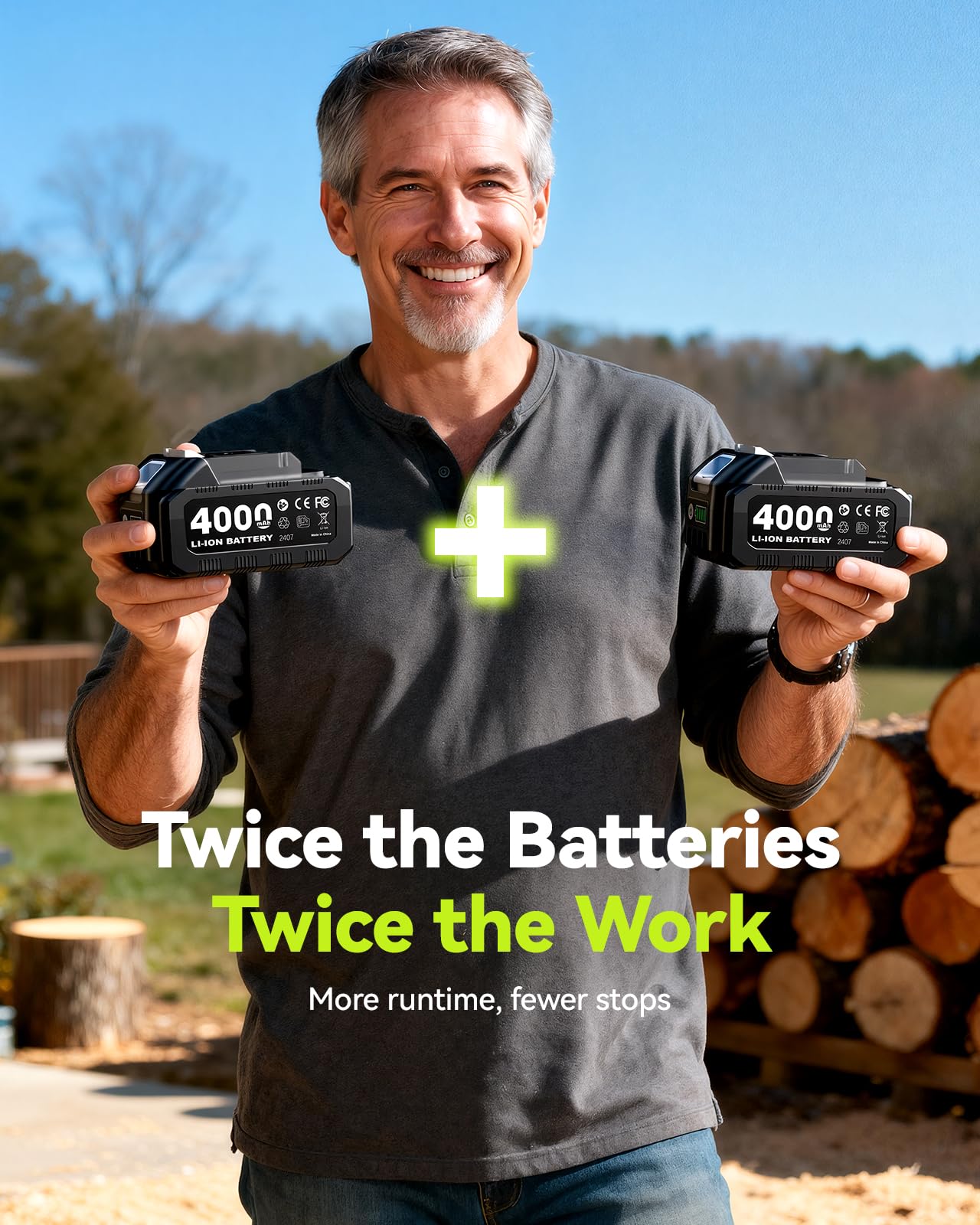 8 und 6 Zoll Mini Kettensäge,1300W Astsäge mit 8000mAh Batterie, Akku Säge mit Automatischem Öler und Werkzeugloser Kettenspannung, Kompatible mit Makita Akku 18V, Einhand Kettensäge für Holz, Ast 3