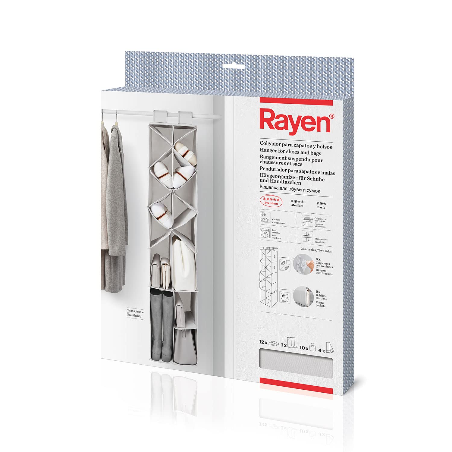 Rayen Shoe and Bag Hanger, Grey, 145 x 30 x 30 cm