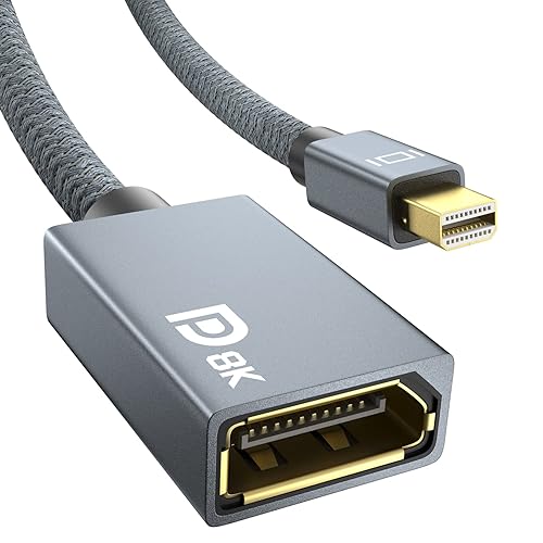 8K Mini DisplayPort to DisplayPort Adapter, Mini DP Male to DP
