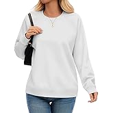 kakola Oversized Sweatshirt for Women Fleece Lined Crewneck Pullover Sweatshirts Loose Fit Fall Long Sleeve Tops White