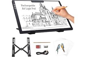 Zocelight Rechargeable A4 Light pad with Stand & Clip for Diamond Painting,Light Box with 6 Levels of Brightness,Diamond Art Kits for Adults,Wireless Light Table for Diamond Art,tracing,Weeding Vinyl