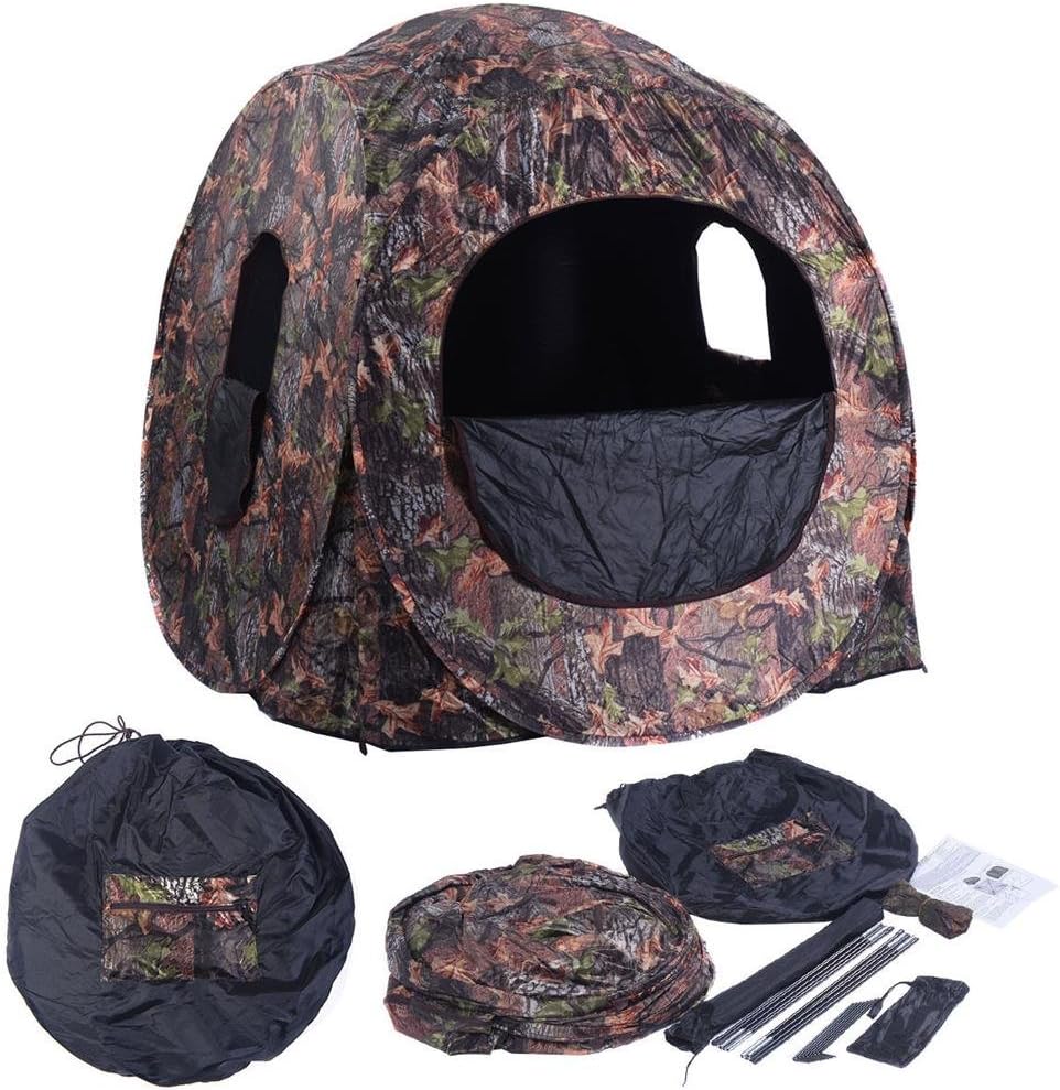 Blind & Tree Stand Accessories Portable Hunting Blind Pop Up Ground Camo Weather Resistant Hunting Enclosure