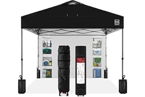 Best Choice Products 10x10ft Easy Pop Up Canopy w/Side Wall, 10 Pockets, Portable Carrying Case, 1-Button Setup, 4 Weight Bags - Black