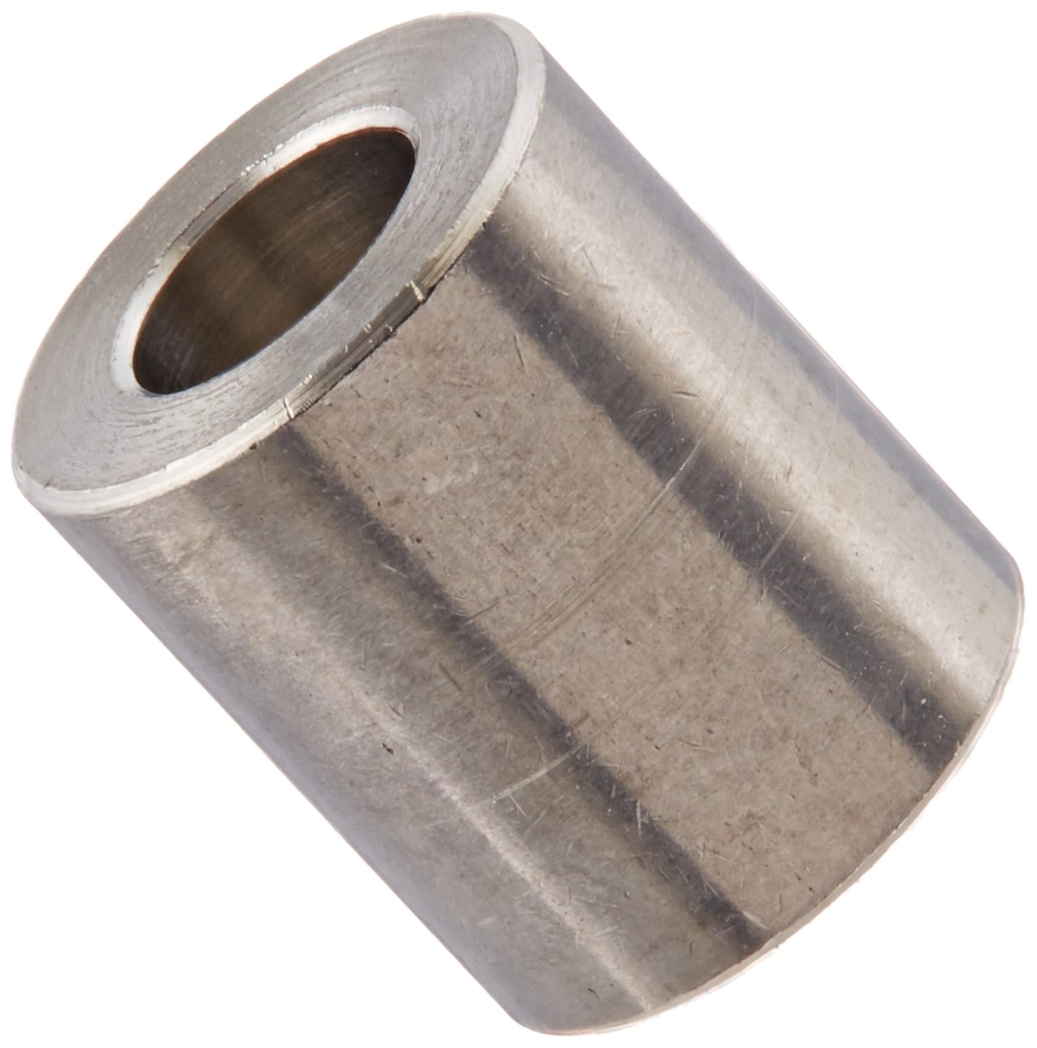 Round Spacer, 188 Stainless Steel, Plain Finish, 10 Screw Size, 3/8