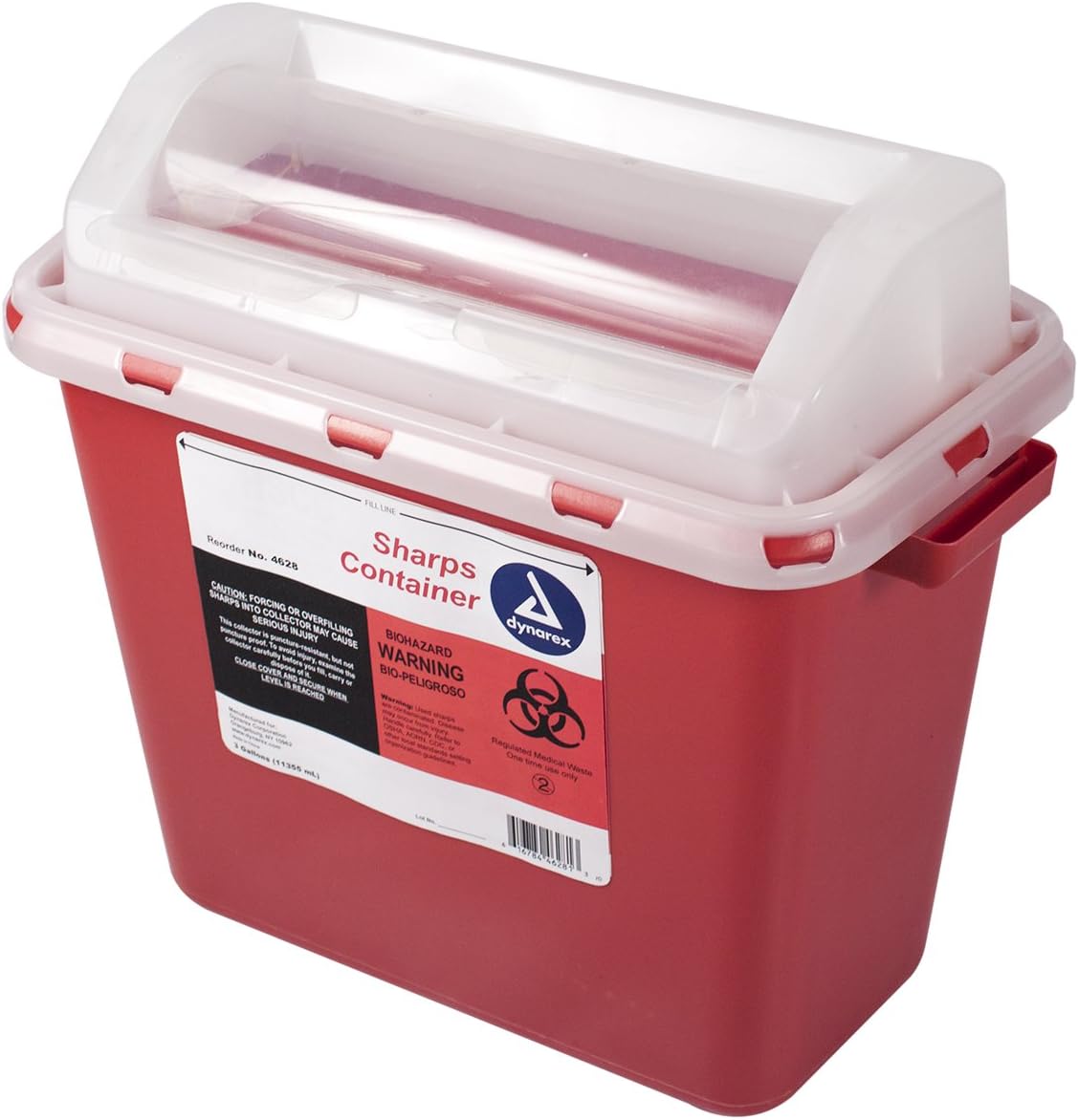 Dynarex Sharps Container - Biohazard Phlebotomy Needle Disposable - Puncture Resistant - One Handed Use - 1 Quart: Health & Personal Care