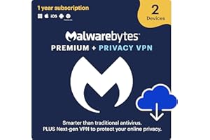 Malwarebytes Premium + Privacy VPN bundle | 1 Year, 2 Devices | Windows, Mac OS, Android, Apple iOS, Chrome [Online Code]