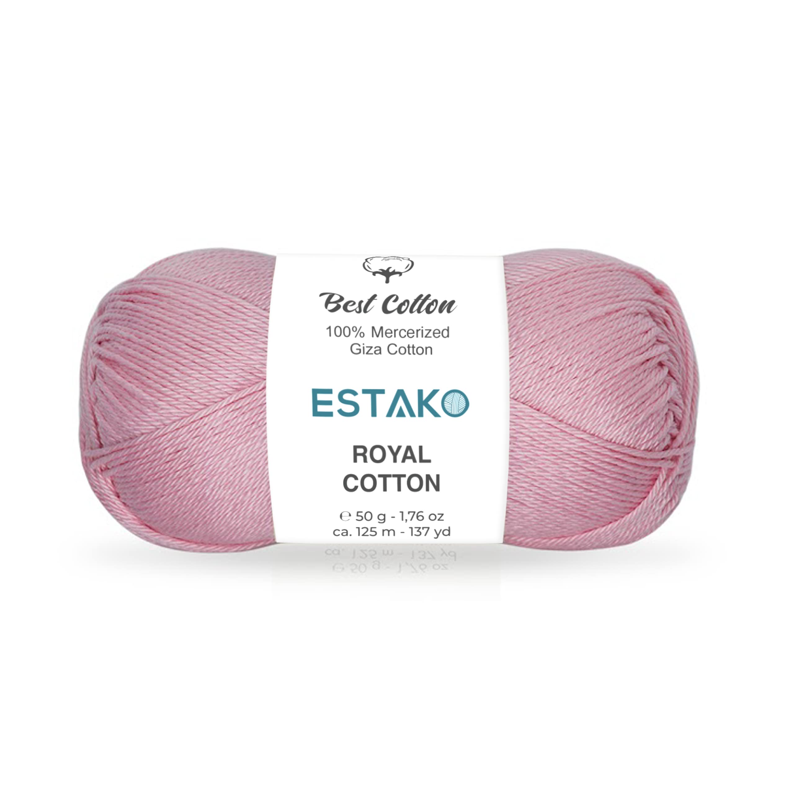 Photo 1 of Estako Royal Cotton, 100% Mercerized Giza Cotton Yarn, Soft, Super Fino 1 for Crochet and Knitting 1.76 Oz (50g) / 137 Yrds (125m) (5096 - Baby Pink)