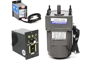 LIKARVA 110V 40W AC Gear Motor Electric Motor Variable Speed Controller 90 RPM High Torque Single-Phase Electric Variable Speed Adjustable Controller Governor Geared Motor, Reduction Ratio: 1:15（15K）