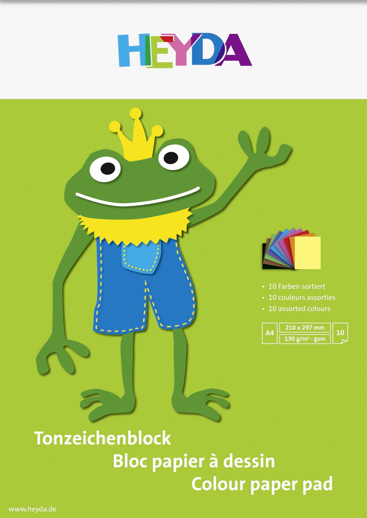 Heyda 2047125 Tonzeichenblock (A4, 130 g / m², 10 sheets) 10 colors
