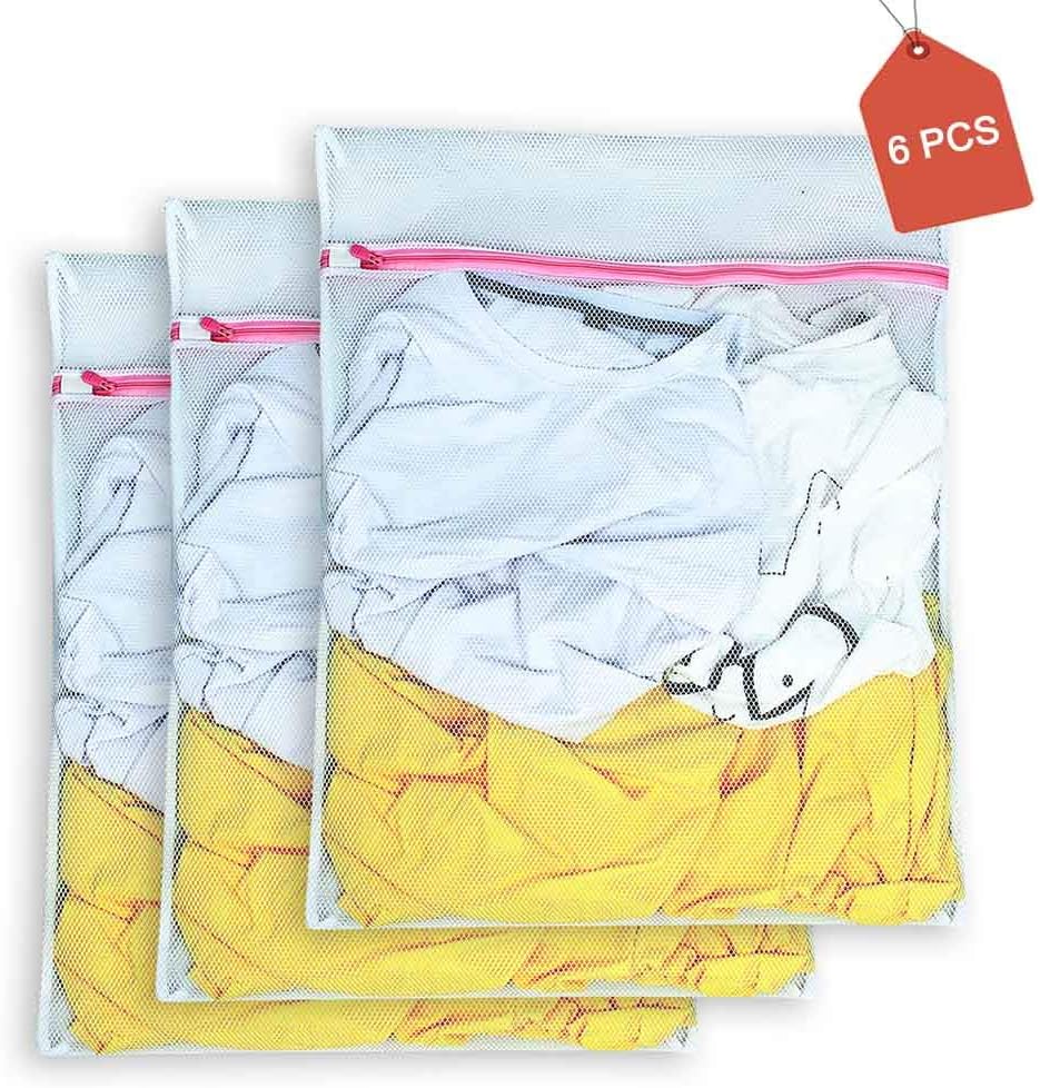 AimtoHome Set of 6 Mesh Laundry Bags - 6 Large - Premium Quality: Laundry Bag for Blouse, Hosiery, Underwear, Bra and Baby Clothing, Travel Laundry Bag