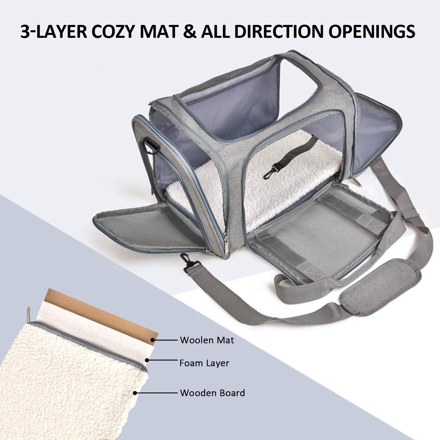 Henkelion Cat Carriers Dog Carrier Pet Carrier for Small Medium Cats Dogs Puppies up to 15 Lbs, TSA Airline Approved Small Dog Carrier Soft Sided, Collapsible Waterproof Travel Puppy Carrier - Grey : Pet Supplies