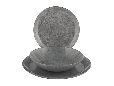 Arc International France Loft Stony Tafelservice, 18-teilig, Glas, Grey, 28 x 27.5 x 28 cm