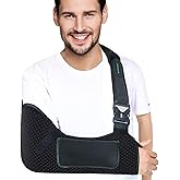 KONSEDIK Arm Shoulder Sling for Men and Women,Porous comfort Medical Sling with Pocket Shoulder Pad for Rotator Cuff Injury,Support for Arm,Wrist, Elbow,Clavicle Fracture Post-Surgery(Black,Medium)