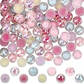 PONABEADIY 9 Colors 135PCS Acrylic Bubblegum Faceted Beads with Hole AB Color Assorted Shiny Round Bubble Transparent Clear Plastic Bead Bulk for Jewelry Making Bracelet Necklace DIY Crafts Supply
