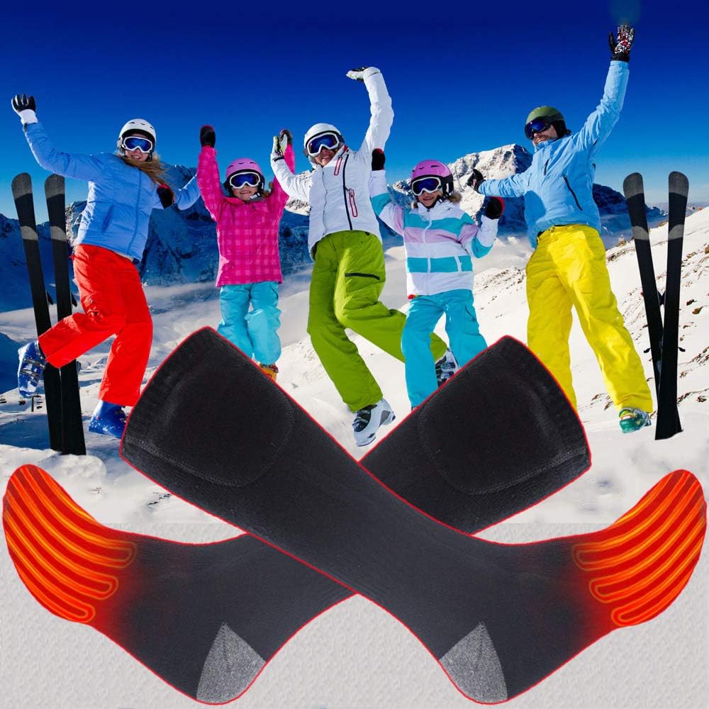Janelife Men Women Electric Heated Socks Cold Weather Winter Warm Heated Socks Outdoor Indoor Thermal Heating Socks Camping Hiking Cycling Heating