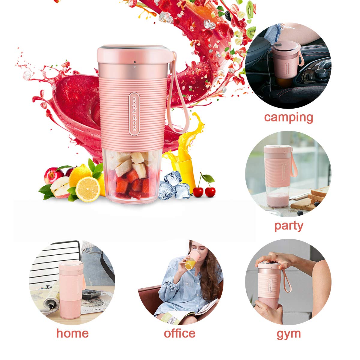 Portable Blender, Mini Personal Blender,Small Smoothie Blender,Fruit Juicer Mixer for Home Outdoor Travel Office with USB Rechargeable,IP68 Waterproof, BPA Free,350ml(Elegant Pink)