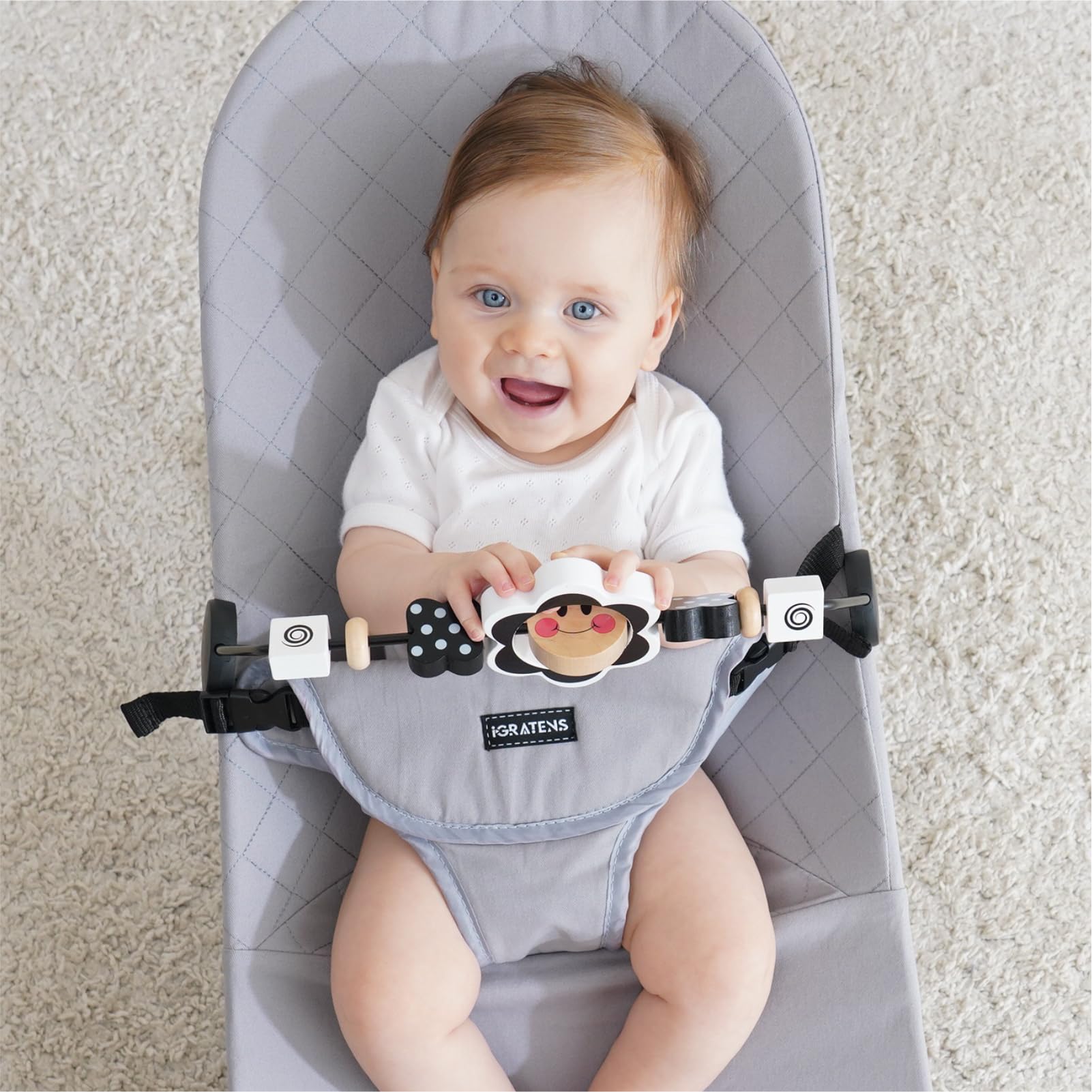 Baby Bjorn Bouncer Toy Bar, Toy Bar for Bouncer Balance Soft & Bliss, Easy to Attach and Remove, Child-Friendly Materials, Ideal for Baby, Black and White Toys