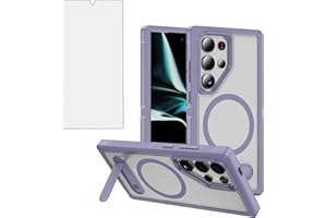 Asuwish Phone Case for Samsung Galaxy S25 Ultra 5G Compatible with Magsafe Screen Protector Cell Cover Stand Rugged Clear Mag