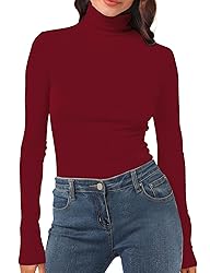 Womens Long Sleeve Turtleneck T-Shirts Mock Neck
