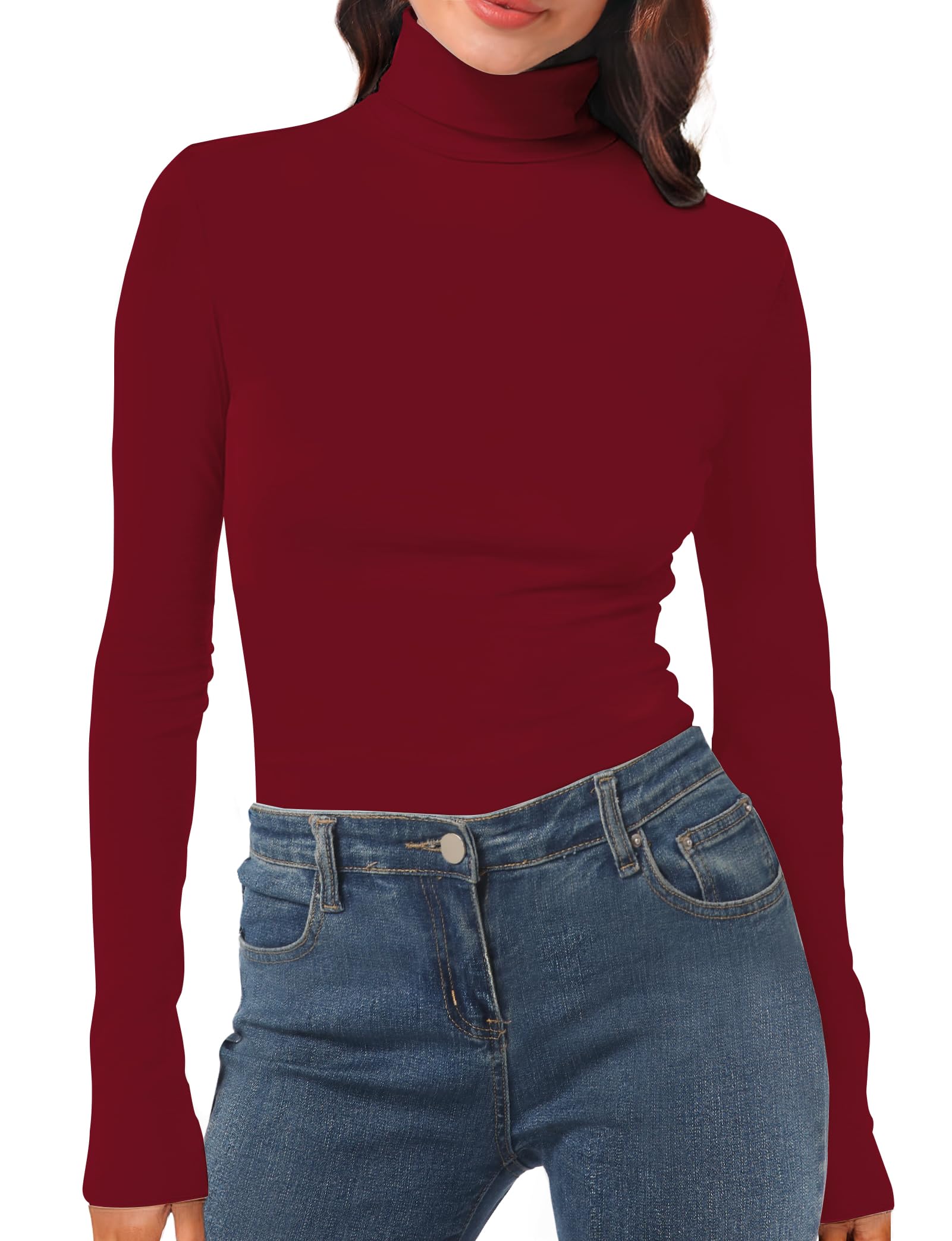 Womens Long Sleeve Turtleneck T-Shirts Mock Neck