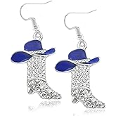 Rhinestone Western Boots Earrings for Women Cowgirl Cowboy Enamel Crystal Hat Bohemian Rodeo Boot Drop Dangle Earrings