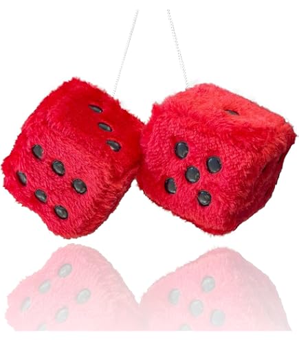 Wanmu 3Pcs Fuzzy Dice For Rear View Mirror 2.5" Fuzzy Dice For Car Mirror Hanging