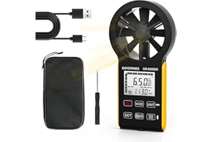 GOYERRNES Handheld Anemometer CFM Meter, Rechargeable Digital Air Flow Wind Speed Gauge Meter CFM Measuring Device for HVAC Outdoor Sailing
