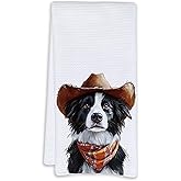 Cabana Bro Border Collie Gifts Kitchen Towels, Border Collie Gifts for Women Men Decorative Hand Towels for Bathroom, Funny Western Cowboy Shepherd Dog Dish Tea Towels for Kitchen, 16x24 Inch